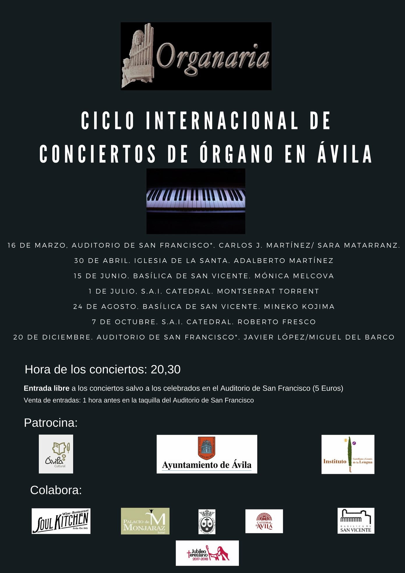 Ciclo internacional de conciertos de órgano en Ávila