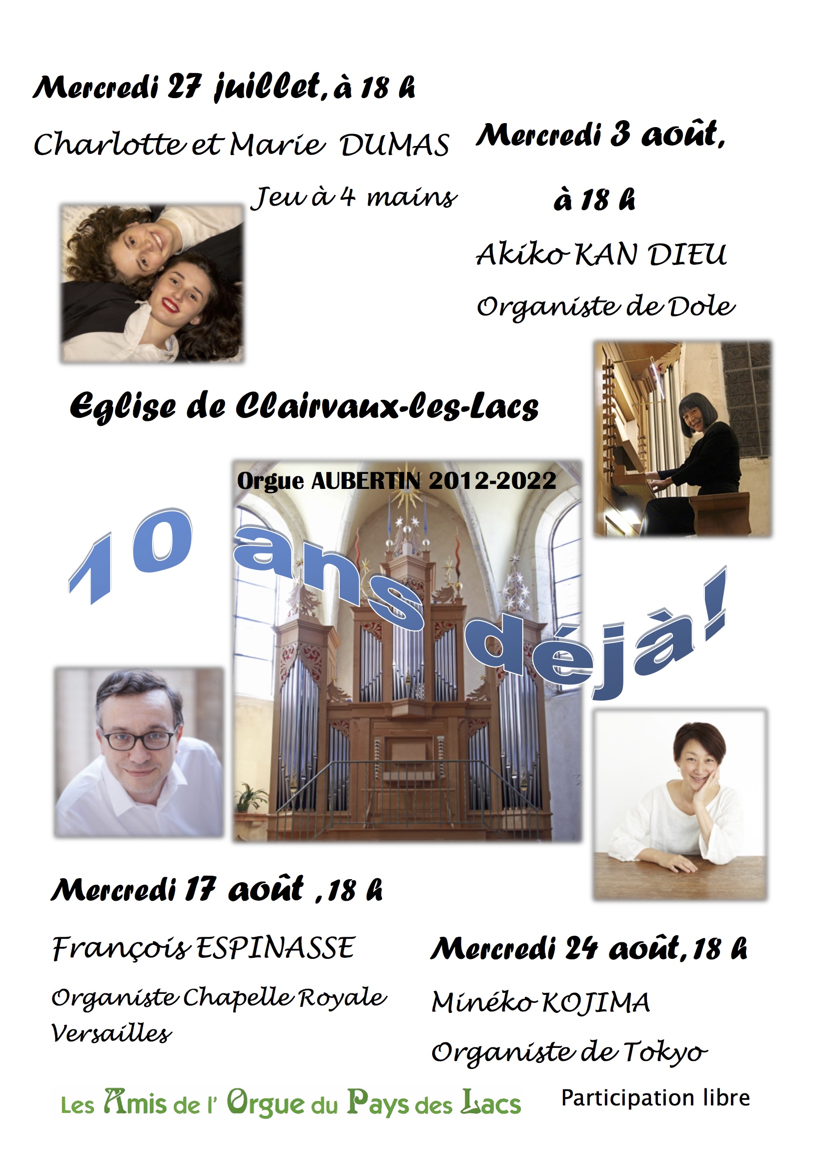 Fêtent les 10 ans de l'installation de l'orgue AUBERTIN 